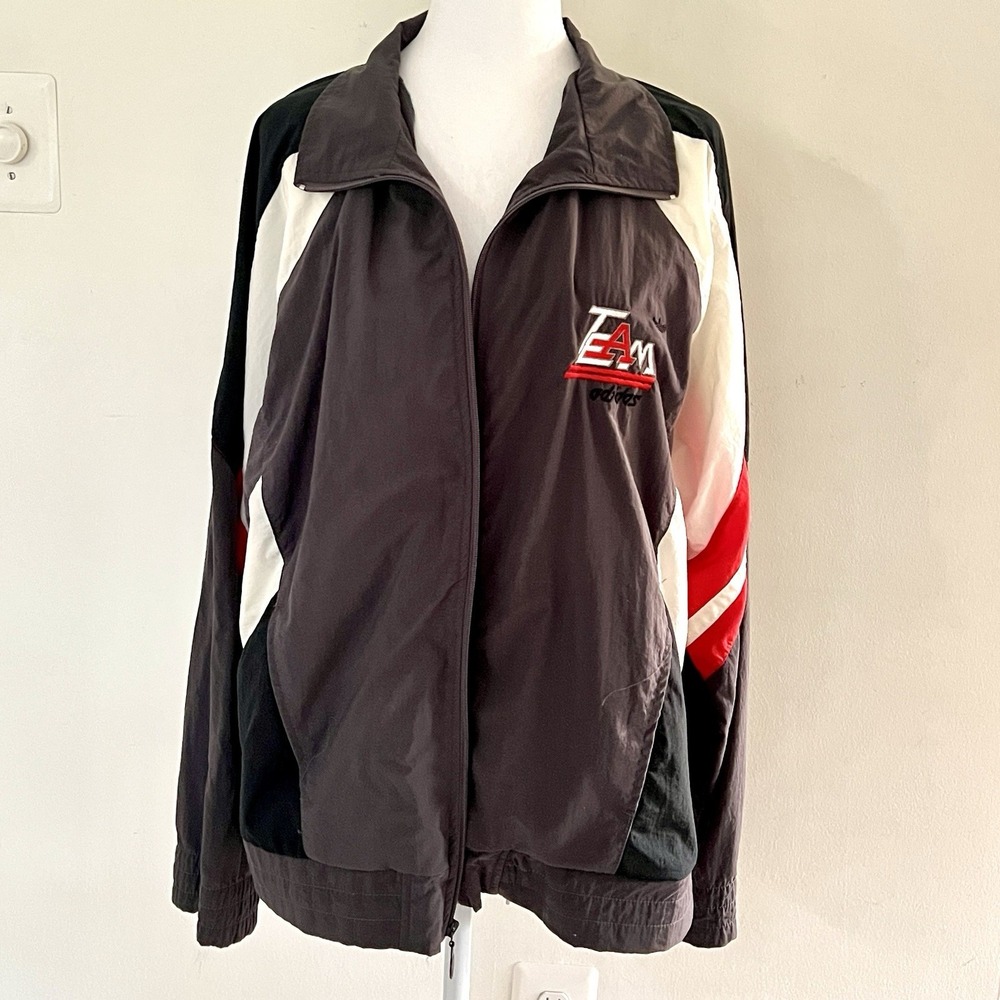 VTG Adidas Jacket Mens‎ XL White Red Grey Trefoil Track Windbreaker 80s Nylon - Picture 6 of 10